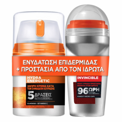 L'Oréal Paris Hydra Energetic Bundle (Anti-Fatigue Moisturizer Cream 50ml + Invincible Roll On Deodorant 50ml)