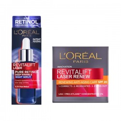 L'Oréal Paris Revitalift Laser Renew Bundle (Day Cream With SPF20 50ml + Anti-Ageing Night Serum 30ml)